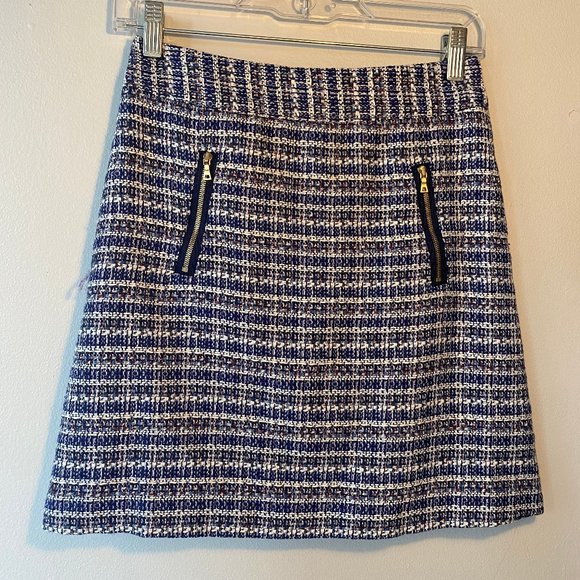 Ann Taylor LOFT Blue Tweed Skirt - Picture 1 of 5